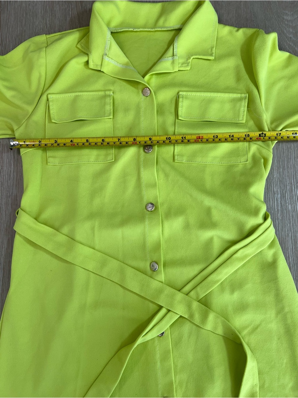 Neon Yellow Lightweight Overcoat with Belt Vintage Retro Y2K - Picture 7 of 8